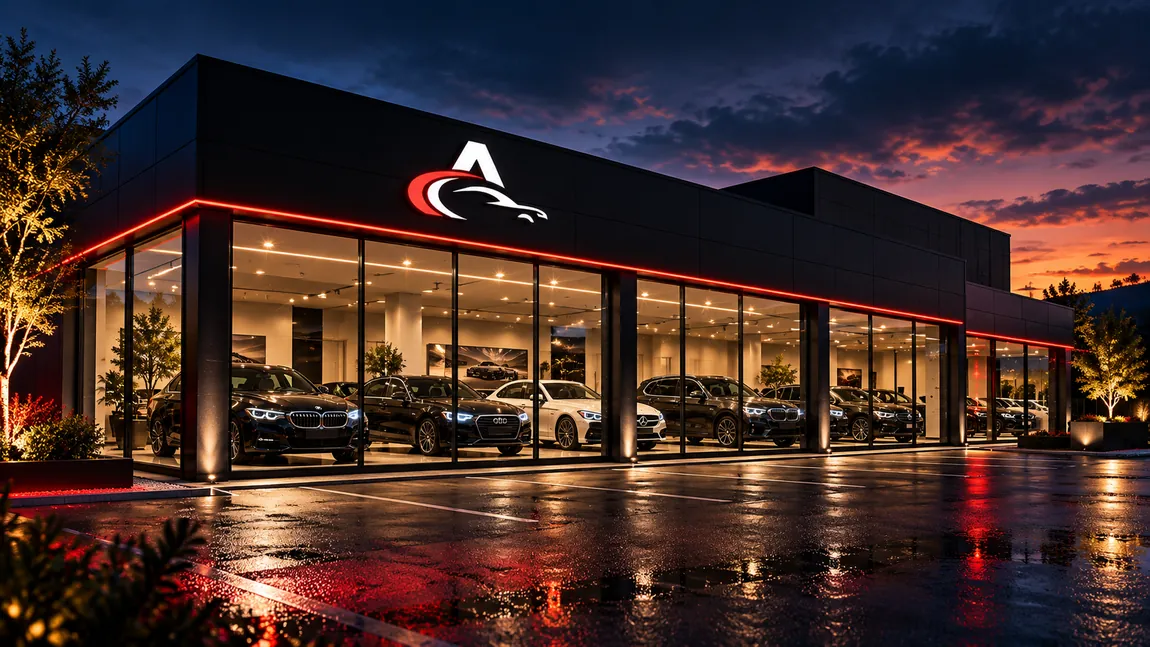 Illustration conceptuelle d’un showroom automobile premium